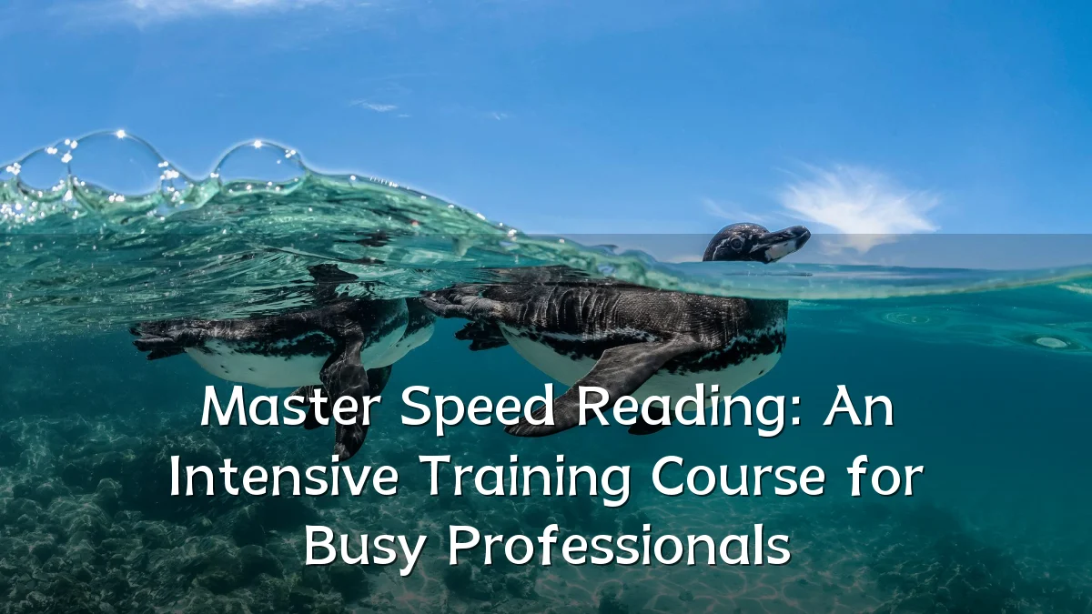 Master Speed Reading: An Intensive Training Course for Busy Professionals